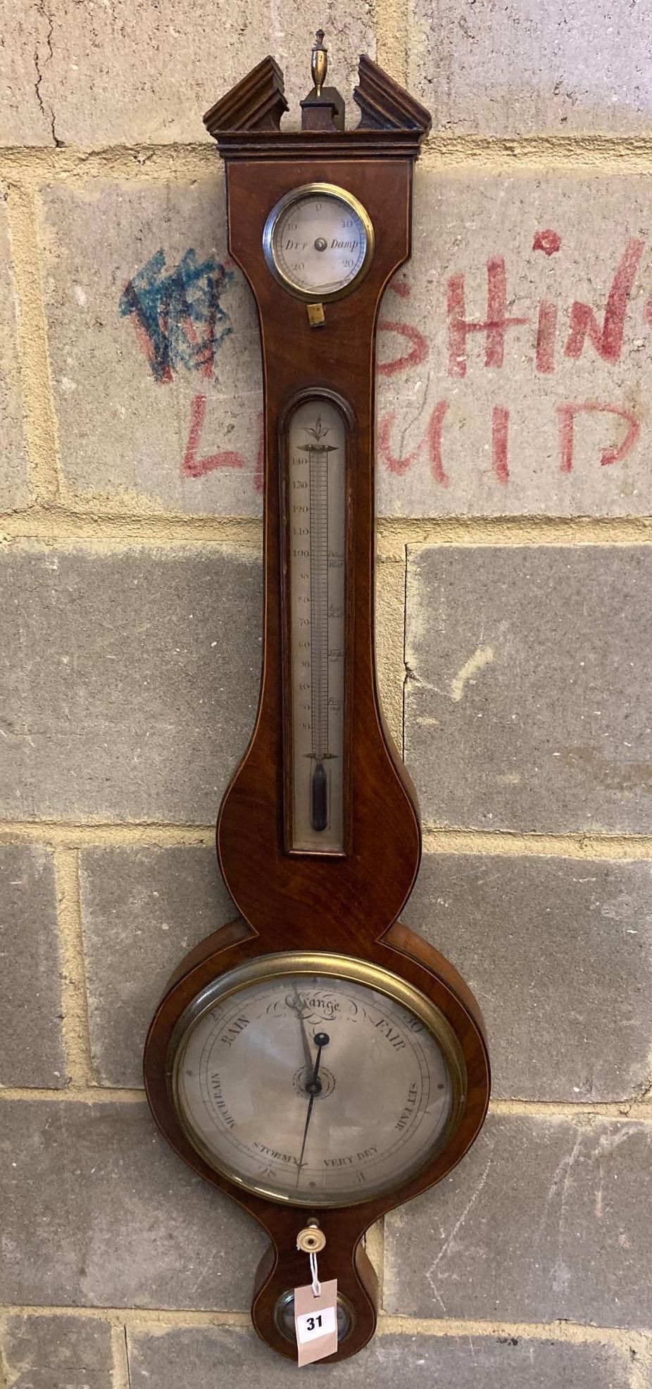 A Regency inlaid mahogany wheel barometer, by P. Bouffler of London